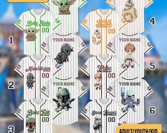 Personalized Star Wars Dart Vader Baseball Jersey, Baby Yoda Jersey Shirt, Star Wars Baseball Team Jersey, R2D2 BB8 Magic Kingdom Trip Shirt