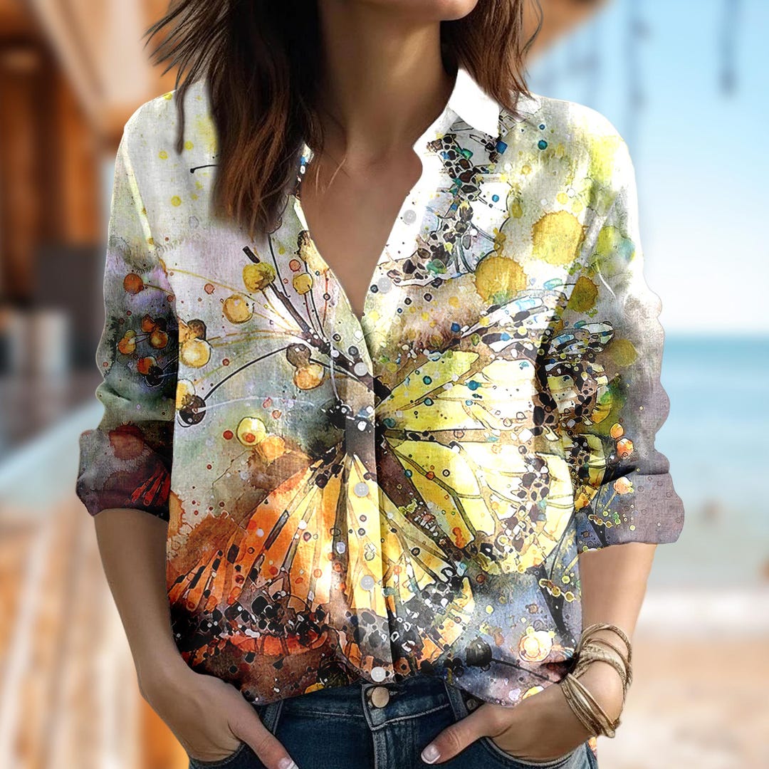 Abstract Colorful Butterfly Print Women's Golf Shirts