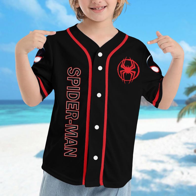 Personalize Spider Man Across The Spider Baseball Jersey, Spider-Verse Basketball Jersey, Miles Morales Birthday Shirt, Spiderman Jersey bild 2