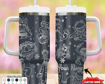 Custom Muppet Carol Tumbler, The Muppet Christmas Carol 40oz Tumbler, Muppet Cartoon Cup Gift, Magic Kingdom Handle Stainless Steel Tumbler