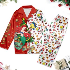 Custom Ariel Princess Christmas Pajamas the Little Mermaid Christmas Pajama Set Gift Cartoon Xmas Party Pyjamas Magic Kingdom Shirt Etsy