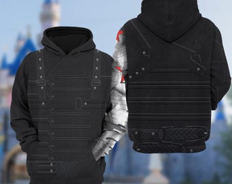 Winter Soldier 3D Cosplay Costume Sweatshirt, Hero Halloween Costume Hoodie, Bucky Barnes Halloween Outfit, Super Hero All Over Print Shirt