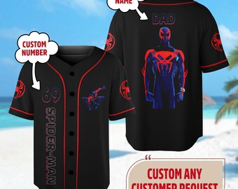 Personalized Spider Hero Baseball Jersey, Custom Super Hero Baseball Shirt, Superhero Fan Gift, Spider Family Trip Tee, Birthday Boy Gift