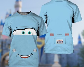 Sally Blue Car 3D Costume Shirt, Halloween Costume For Family Group T Shirt, Birthday Party Gift, Racing Car Shirt, Women Costume Cosplay