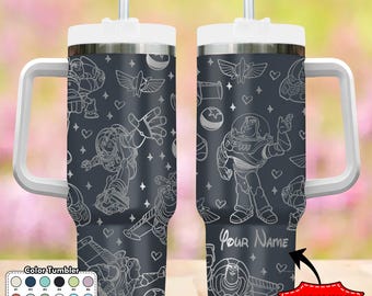 Custom Toy Astronaut 40oz Tumbler, Cartoon Characters Cup Gift, Toy Movie Engraved Tumbler, Magic Kingdom Steel Tumbler, Birthday Gift