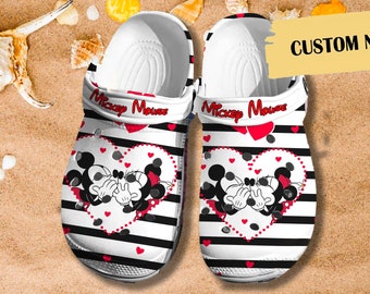 Personalisierte Paar Maus Clog Schuhe, Geburtstagsgeschenk für Liebhaber, Frauen Männer Kind Sommer Urlaub Reise individuelle Name Clogs Sandalen