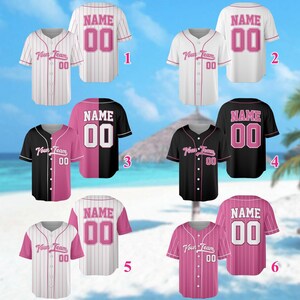 Custom Pinstripe Baseball Jersey Custom Black Pink-White Authentic