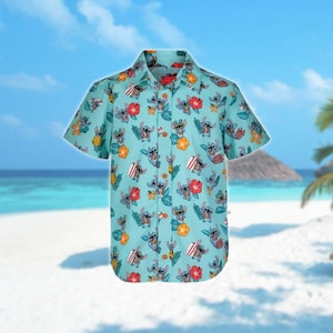 Blue Dog Palm Tree Hawaii Shirt, Blue Dog Button Up Shirt, Monsters Hawaiian Shirt, Summer Beach Hawaii Shirt, Cartoon All Over Print Shirt