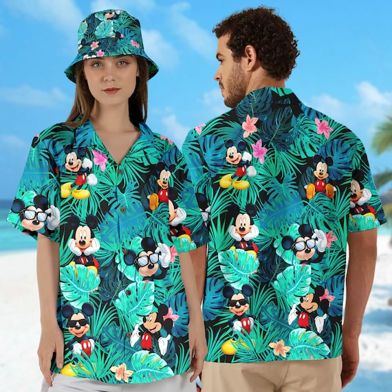 Mickey Mouse Hawaiian Shirt, Mickey Mouse Wear Sunglass Mickey Mouse Hawaiian Shirt, Mickey Mouse Wear Sunglass