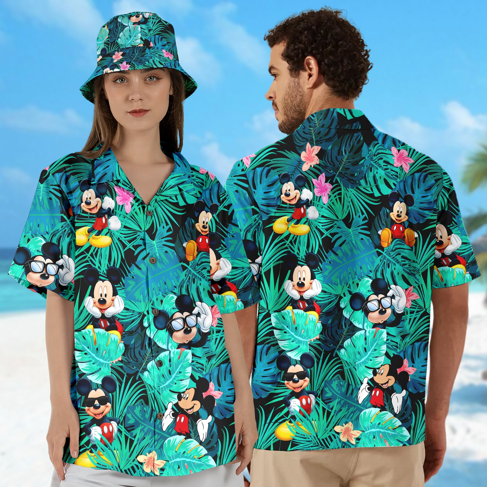 Mickey Mouse Hawaiian Shirt, Mickey Mouse Wear Sunglass Pattern
