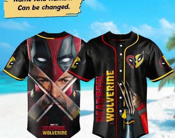 Custom Deadpool and Wolverine Baseball Jersey, Superhero Matching Shirt, Deadpool Jersey Shirt, Wolverine Shirt, Magic Kingdom Shirt