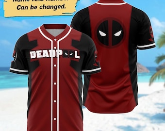 Personalize Deadpool Baseball Jersey, Deadpool Superhero Sport Team Jersey Tee, Custom Name And Number Deadpool Shirt