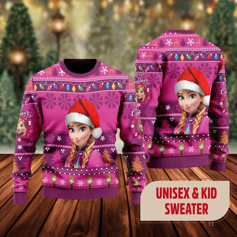 Anna Frozen Ugly Christmas Sweater, Frozen Movie Xmas Sweatshirt, Anna