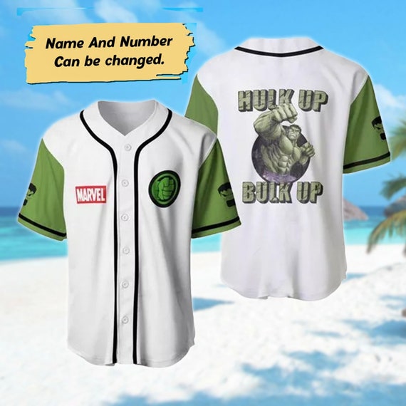 Custom Hulk Up Bulk Up Baseball Jersey Hulk Baseball Jersey Team Superhero Jersey Shirt Hulk Gift For Kids Magic Kingdom Shirt