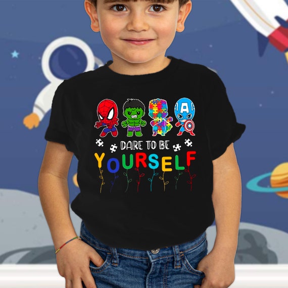 Autism Superheroes Kid Shirt Dare to Be Yourself Shirt Puzzle Piece Autism T shirt Autism Awareness Gift Autism Superhero Shirt Etsy