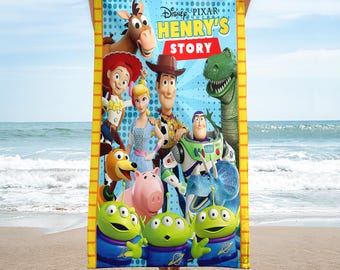 Personalized Toy Story Beach Towel, Woody Buzz Lightyear Towels, Jessie Magic Kingdom Bath Pool Towel, Aliens Cartoon Family Trip Towels