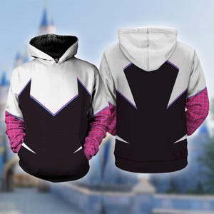Traje de cosplay de Spider-Gwen Stacy, sudadera con capucha de disfraz de Ghost-Spider, camiseta de disfraz 3D de Halloween, camiseta con estampado integral de personaje de película de superhéroes imagen 1