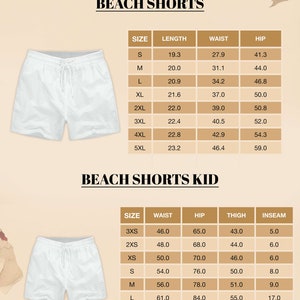 men's shorts size chart