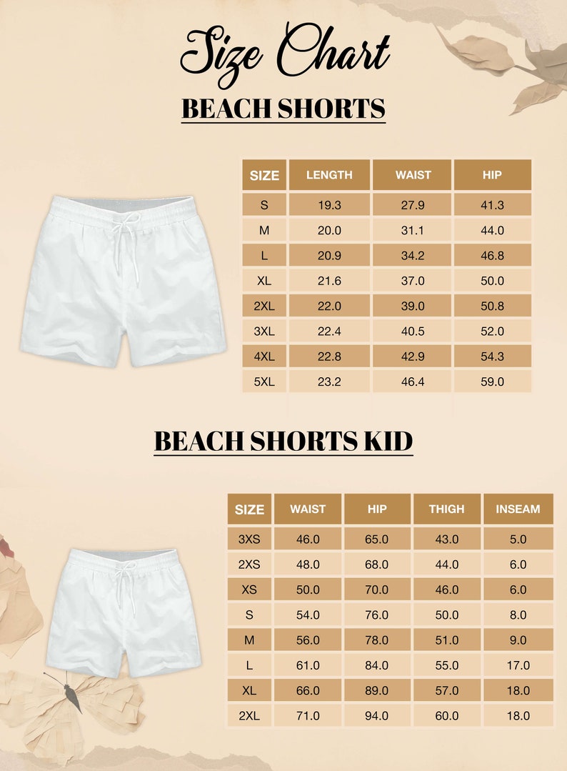 men's shorts size chart