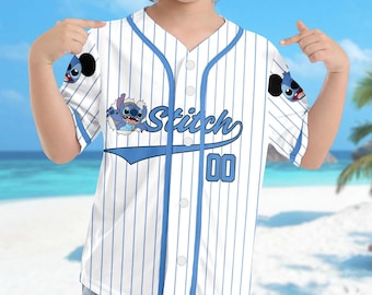 Personalized DN Stitch Baseball Jersey, Stitch Jersey Team, Funny Stitch Shirt For Family, Magic Kingdom Shirt, Cartoon Character Shirt