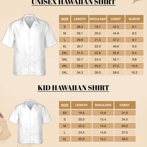 a shirt size guide for a hawaiian shirt