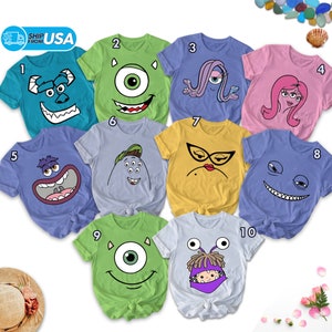 Monsters Characters Costume Face Shirt, Monsters Matching Family Shirt, Funny Characters Halloween Gifts, Monsters Face Group T-Shirt