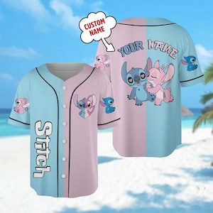 Custom Monster Baseball Jersey, Custom Blue Dog Couple Baseball Jersey, Cartoon Jersey Shirt, Movie Jersey, Magic Kingdom Family Trip Gift