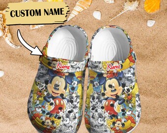 Personalisieren Sie niedliche Maus-Clog-Schuhe, Sommer-Urlaubsreise-Geburtstag, Magic Kingdom-Geschenk, individuelle Namens-Maus-Clogs für Männer, Frauen, Kinder