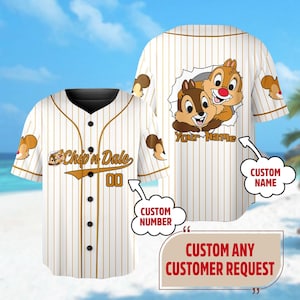 Custom Chip 'n Dale Baseball Jersey, Chip and Dale Jersey Team, Cartoon Chipmunk Basketball Jersey, Cartoon Birthday Gift For Kid Adult