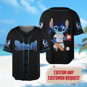 Personalized Blue Dog Monster Baseball Jersey, Custom Cartoon Character Baseball Jersey, Magic Kingdom Trip Outfit, Birthday Gift For Kids