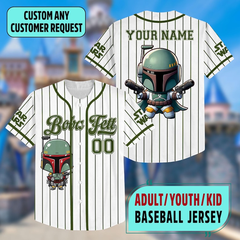 Personalized Star Wars Dart Vader Baseball Jersey, Baby Yoda Jersey Shirt, Star Wars Baseball Team Jersey, R2D2 BB8 Magic Kingdom Trip Shirt 画像 4