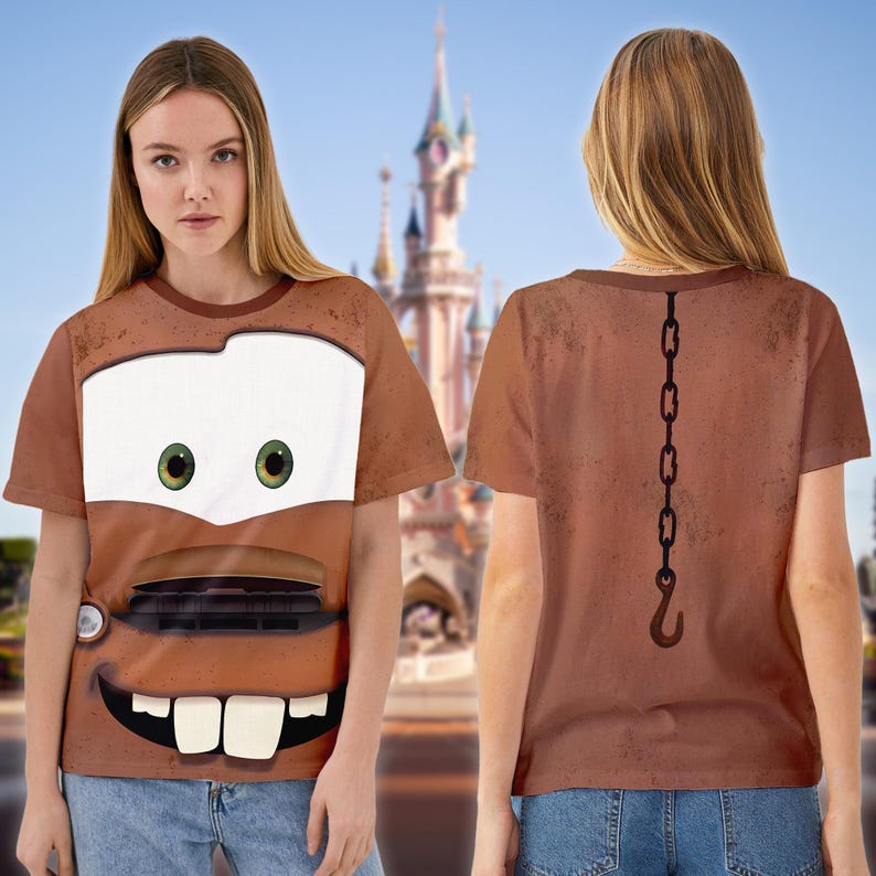 Camiseta unisex de disfraz de Tow Mater, camiseta de cosplay de Tow Mater de Cars, camiseta de Halloween con estampado integral de grúa local de Cars, camiseta 3D de Cars imagen 3