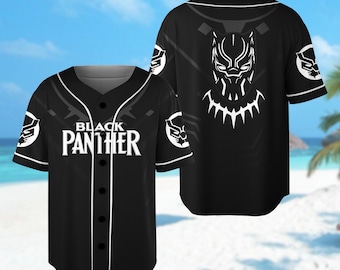 Personalize Black Panther Baseball Jersey, Black Panther Superhero Sport Team Jersey, Custom Name And Number Black Panther Shirt