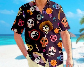 Coco Theme Hawaiian Shirt, Coco Family Hawaii Shirt, Ernesto de la Cruz Shirt, Music Cartoon Hawaiian Shirt, Magic Kingdom Button Up Tee