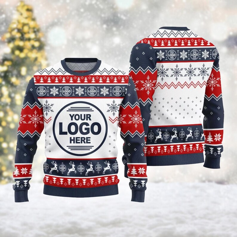 Custom Logo Ugly Christmas Sweater, Personalized Your Company Logo