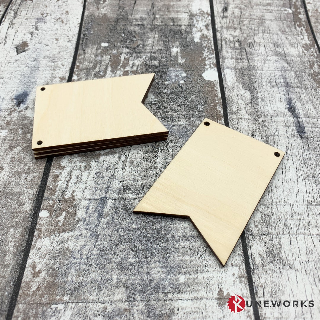 Wooden Craft Blanks, Swallowtail Flag Shape Paint Your Own, Bunting