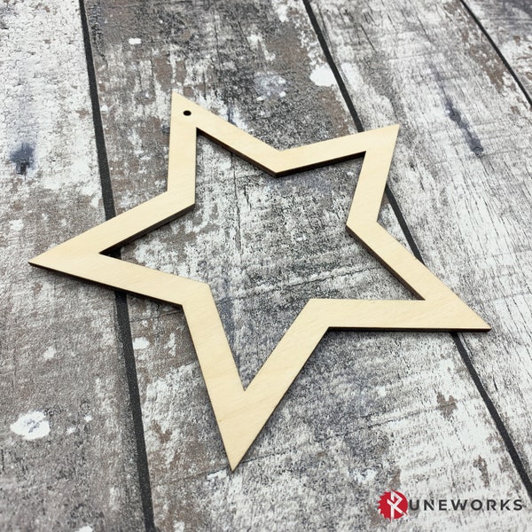 Hollow Star Shape, Wooden Craft Blanks - Paint your own, Bunting, Macrame, Decorations, Made from 3mm Plywood