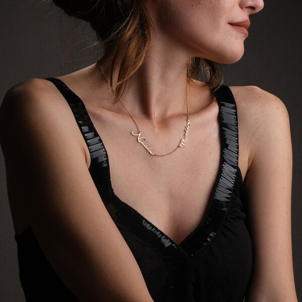 Gold Two Rings Necklace main image 1