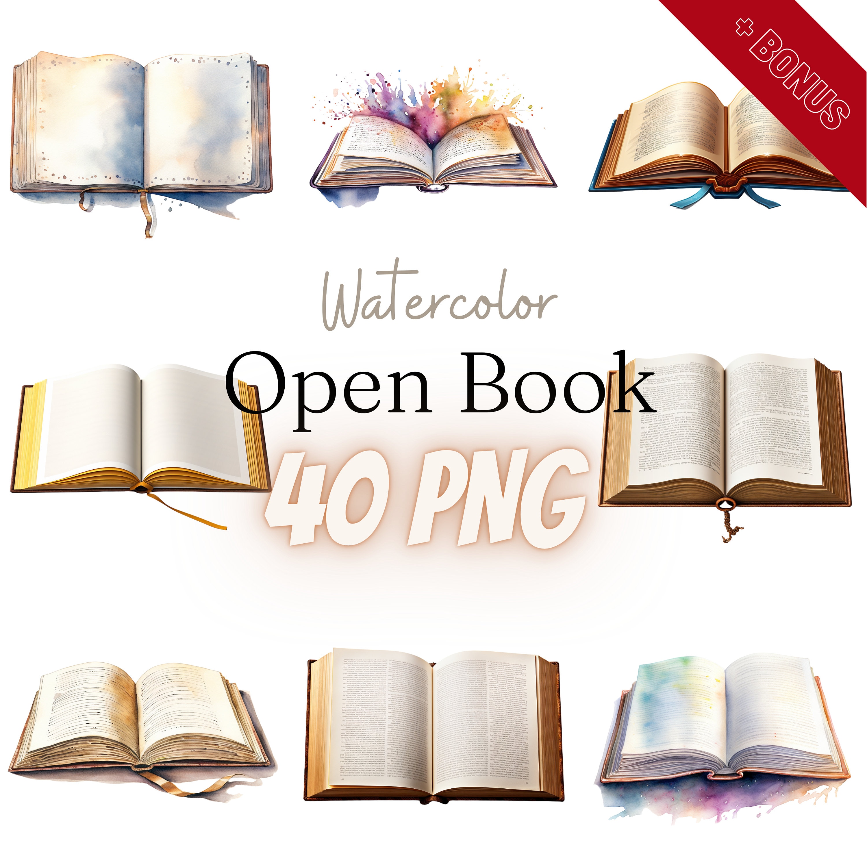 Open book clipart, vintage stationery