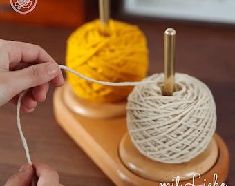Spinning yarn holder made of wood, yarn spinner, yarn dispenser, yarn spindle, wool unwinder, ball holder, crochet yarn double yarn holder, gifts grandma