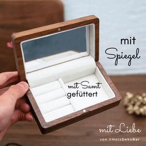 Reise Schmuckschatulle, Schmuckhalter mit Spiegel, Geschenk zum Muttertag, Geschenk für Frauen, Geschenk für Manner, Geschenk für Hochzeit, Kästchen, Kleine Schachtel, Schmuck,  Schmuckaufbewahrung,  Schmuckkästchen, Schmuckwarenverpackung