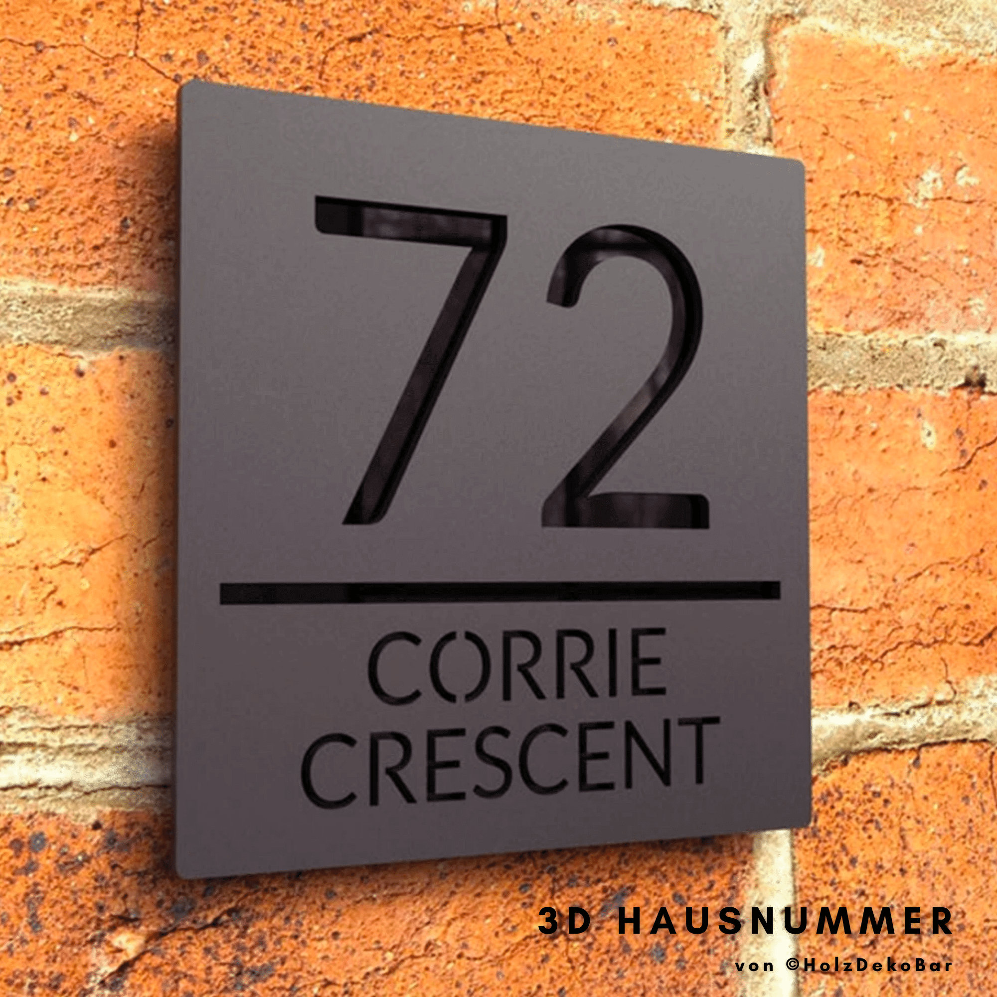 Hausnummern 3D Schild Transparent – Meinplexi