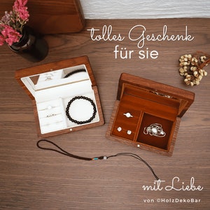 Reise Schmuckschatulle, Schmuckhalter mit Spiegel, Geschenk zum Muttertag, Geschenk für Frauen, Geschenk für Manner, Geschenk für Hochzeit, Kästchen, Kleine Schachtel, Schmuck,  Schmuckaufbewahrung,  Schmuckkästchen, Schmuckwarenverpackung