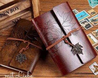 Journal notebook made of PU leather with additional paper pad, diary, gift for him, travel gift for husband, gifts for children