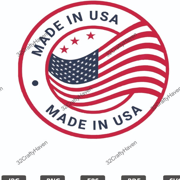 Made In USA Logo / Instant Download / Print Cut Template / High Quality / PNG / SVG