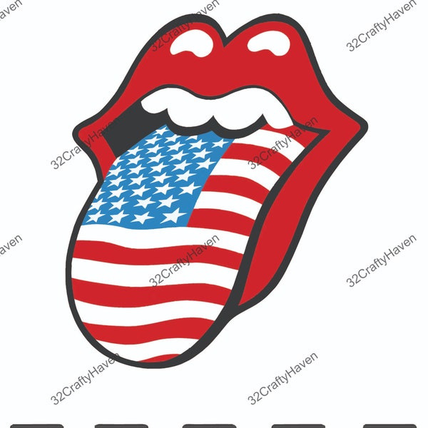 The Rolling Stones American Logo / Instant Download / Print Cut Template / High Quality / PNG / SVG / DXF