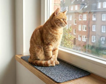 Katzen Fensterbrettauflage - Lana Catspace - Fensterbankauflage für Katzen, Katze Fensterbank Bett, Katze Matte - Feltro 100% Lã + Cortiça