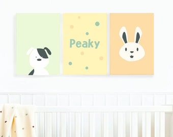 Personalized Nursery Wall Art- UV printed MDF Boards-3 Piece Set