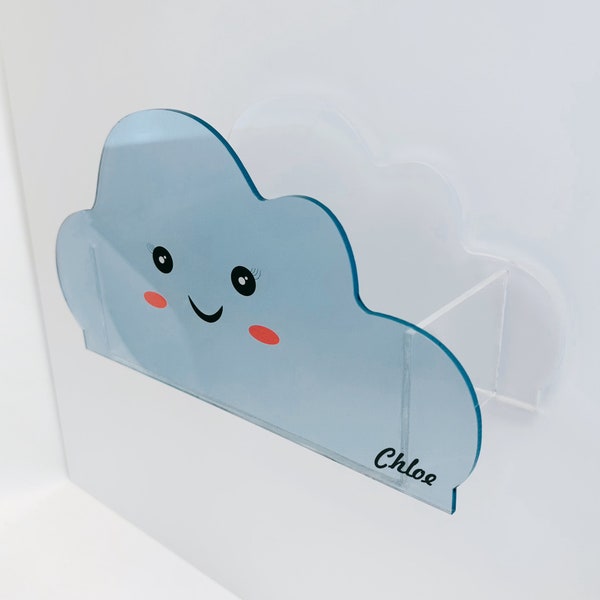Personalized Cloud Acrylic Wall Shelf for Kids & Nurseries Room Decor -Acrylic Nursery Shelf- Unique Custom Gift For Kids