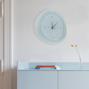 Modern Handmade Acrylic Wall Clock Elegant Home Decor, Minimalist Wall Clock, Sky-Blue Office Clock,Scandinavian Unique Wall Clock image 1